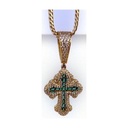 Medalla cruz verde de oro 18k